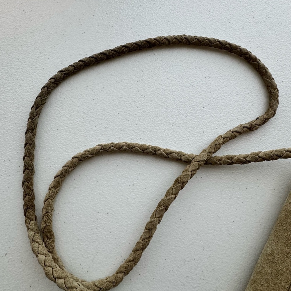 Vintage L.L. Bean Tan Suede Fringe Crossbody Bag Boho Western - Picture 9 of 10